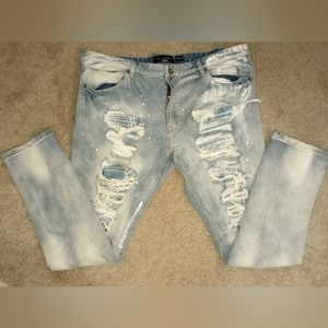 Decibel men's ripped biker jeans